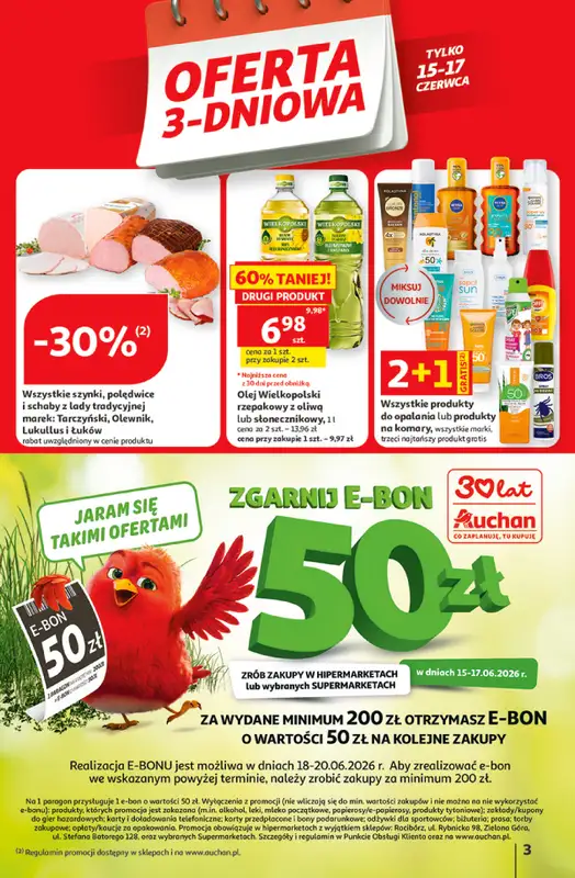 Auchan - gazetka promocyjna Gazetka 30 Lat Hipermarket Auchan od czwartku 11.06 do środy 17.06 - strona 3
