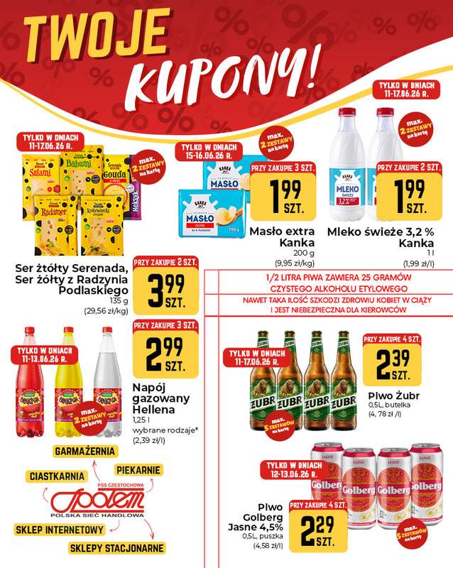 Społem Częstochowa - gazetka promocyjna Plakaty promocyjne od czwartku 11.06 do środy 17.06