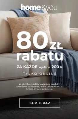 home&you - gazetka promocyjna Rabat 80 zł na zakupy za każde wydane 200 zł TYLKO ONLINE od środy 10.06 do czwartku 11.06