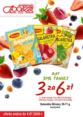 Społem - Blisko i Korzystnie - gazetka promocyjna Plakat promocyjny PSS Kalisz od środy 10.06 do soboty 04.07