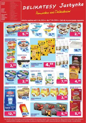 Delikatesy Justynka - gazetka promocyjna Gazetka od czwartku 11.06 do środy 17.06
