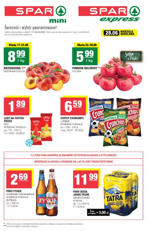 SPAR - gazetka promocyjna Gazetka Spar Mini od środy 17.06 do niedzieli 28.06