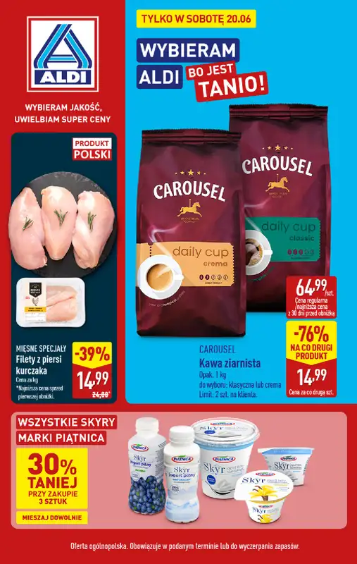 Aldi - gazetka promocyjna Najlepsze oferty na sobotę w Aldi!  