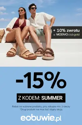 eobuwie.pl - gazetka promocyjna Extra -15% na letnie buty i akcesoria przy zakupie 2 rzeczy od piątku 12.06 do poniedziałku 15.06