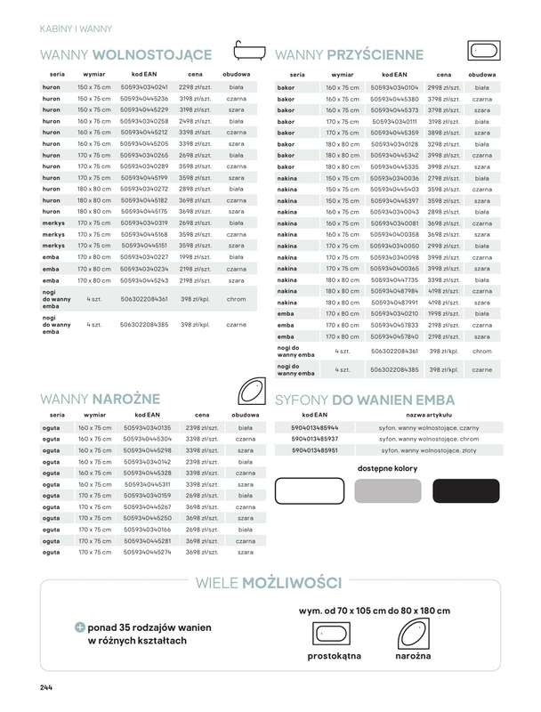 Castorama - gazetka promocyjna Katalog Łazienki | Kabiny i wanny od piątku 12.06 do wtorku 30.06 - strona 62