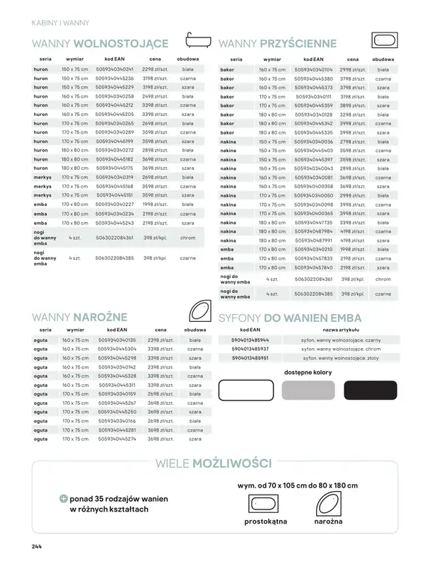 Castorama - gazetka promocyjna Katalog Łazienki | Kabiny i wanny od piątku 12.06 do wtorku 30.06 - strona 62