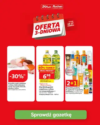 Auchan - gazetka promocyjna Oferta 3-dniowa od poniedziałku 15.06 do środy 17.06