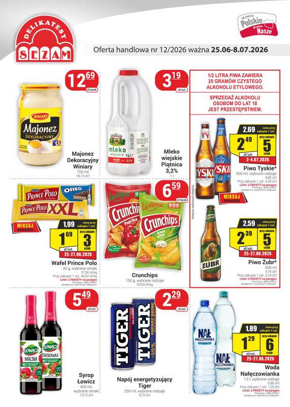 Delikatesy Sezam - gazetka promocyjna Gazetka od czwartku 25.06 do środy 08.07
