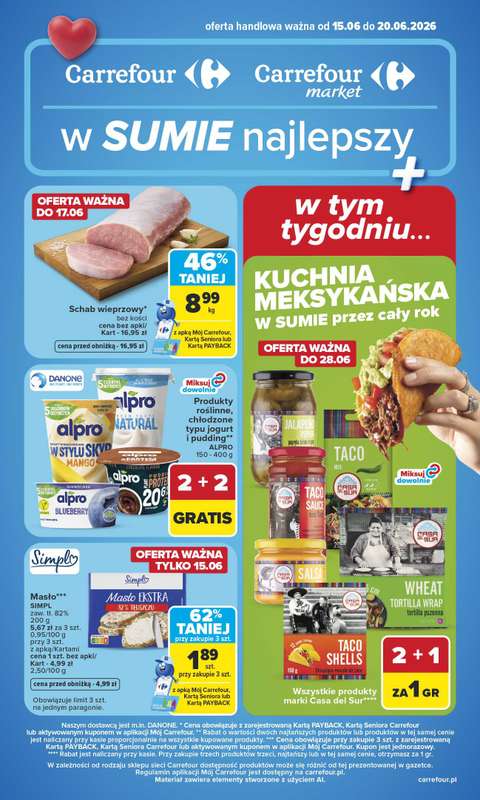 Carrefour - gazetka promocyjna Gazetka Carrefour od poniedziałku od poniedziałku 15.06 do soboty 20.06