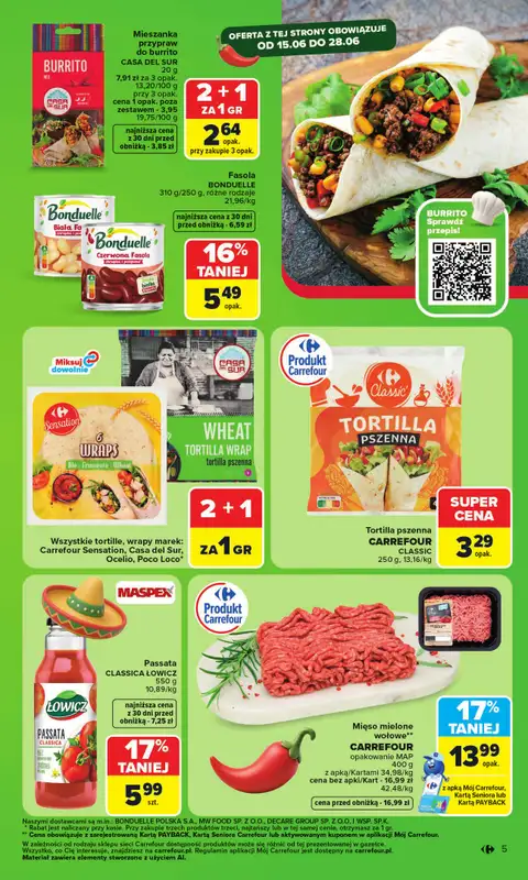 Carrefour Market - gazetka promocyjna Gazetka Kuchnia Meksykańska od poniedziałku 15.06 do niedzieli 28.06 - strona 5