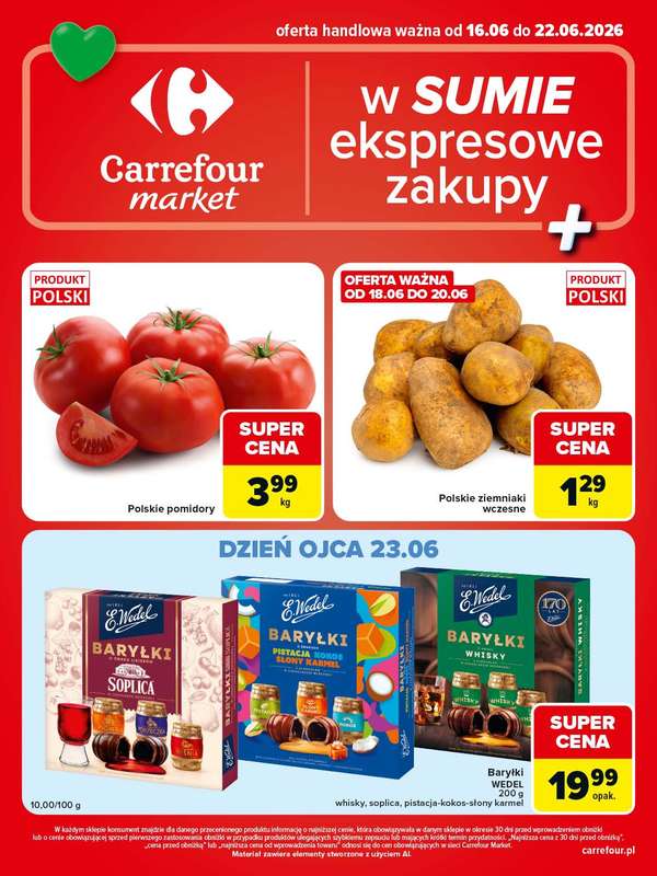 Carrefour Market - gazetka promocyjna Gazetka Carrefour Market w SUMIE ekspresowe zakupy od wtorku 16.06 do poniedziałku 22.06