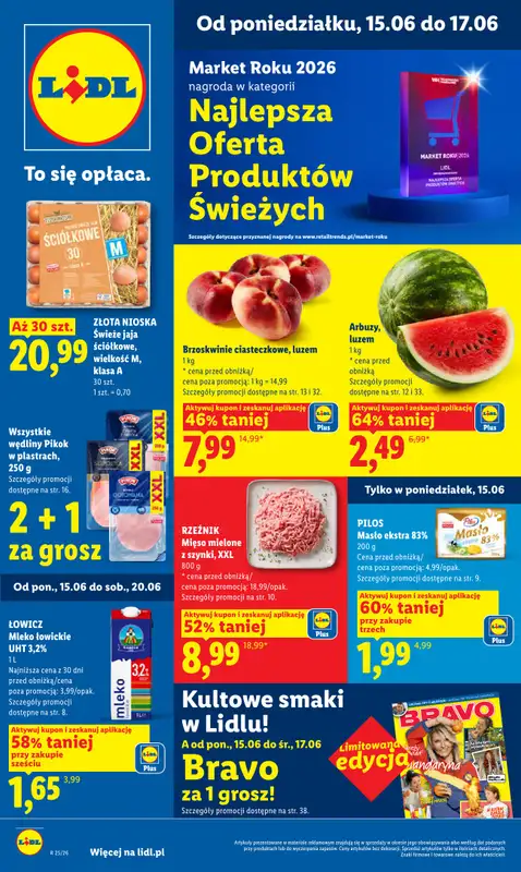 Lidl - gazetka promocyjna Oferta od poniedziałku od poniedziałku 15.06 do środy 17.06