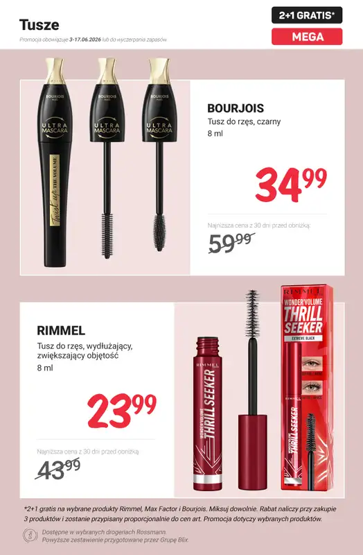Rossmann - gazetka promocyjna 2+1 gratis na wybrane produkty Rimmel, Max Factor i Bourjois od poniedziałku 15.06 do środy 17.06 - strona 7