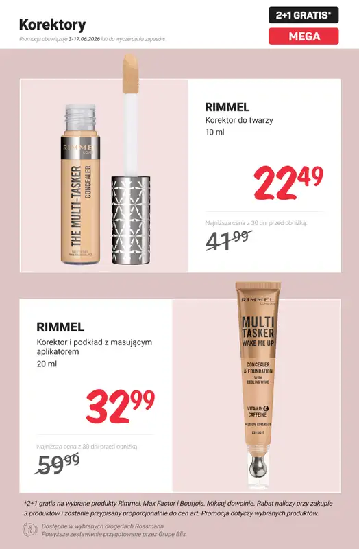 Rossmann - gazetka promocyjna 2+1 gratis na wybrane produkty Rimmel, Max Factor i Bourjois od poniedziałku 15.06 do środy 17.06 - strona 4