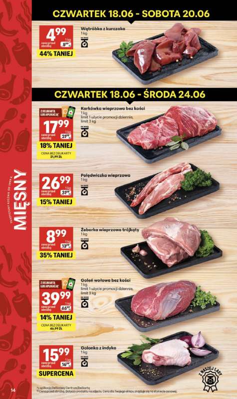 Delikatesy Centrum - gazetka promocyjna Gazetka  do środy 24.06 - strona 14