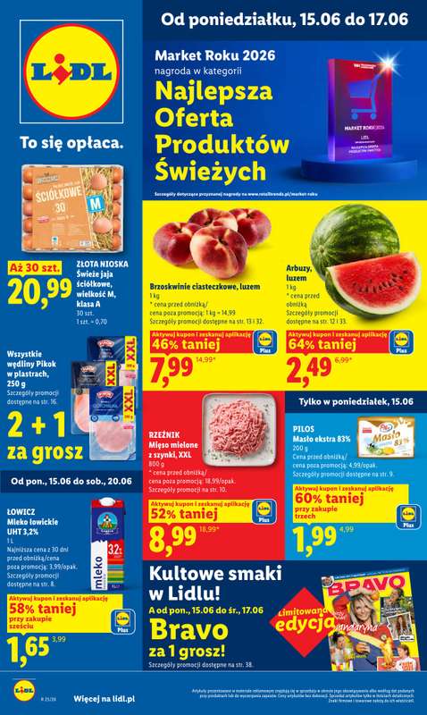Lidl - gazetka promocyjna Oferta od poniedziałku od poniedziałku 15.06 do środy 17.06