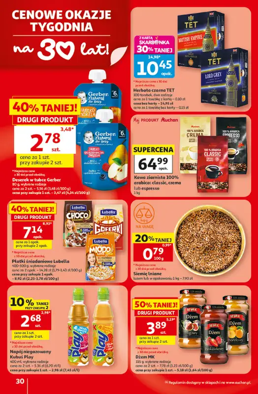 Auchan - gazetka promocyjna Gazetka 30 Lat Hipermarket Auchan od czwartku 18.06 do środy 24.06 - strona 30