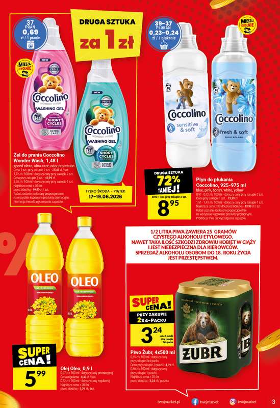 Twój Market - gazetka promocyjna Gazetka od środy 17.06 do wtorku 23.06 - strona 3