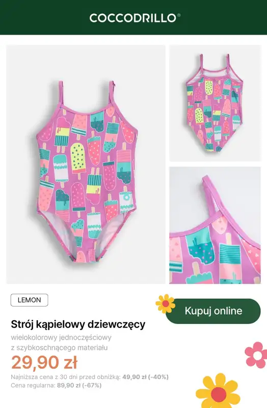 Coccodrillo - gazetka promocyjna Dziewczęce stroje kąpielowe od wtorku 16.06 do poniedziałku 29.06 - strona 3