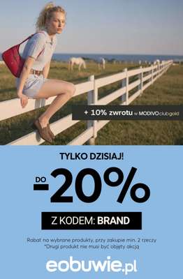 eobuwie.pl - gazetka promocyjna Tylko dzisiaj! Do -20% na wybrane produkty przy zakupie 2 rzeczy od wtorku 16.06 do wtorku 16.06