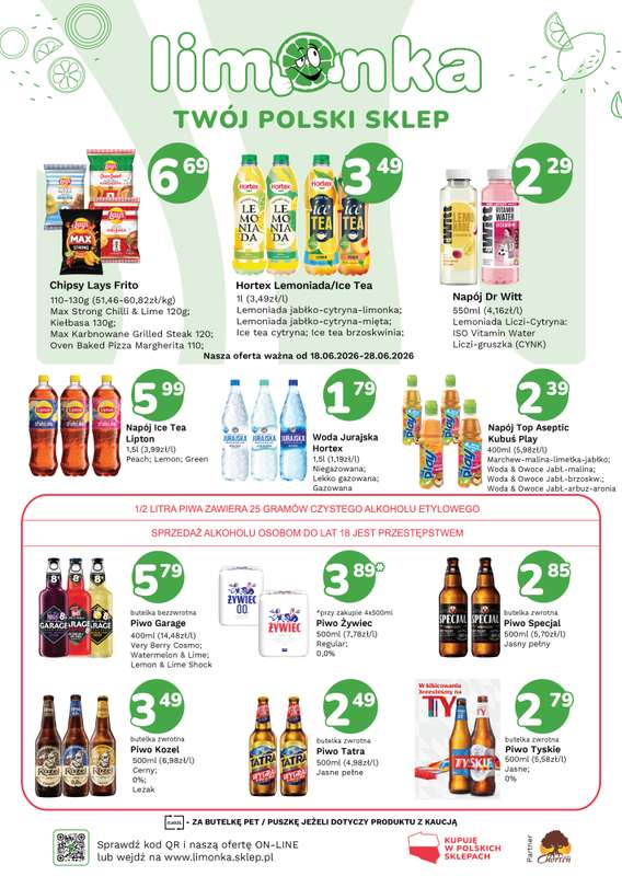 Limonka - gazetka promocyjna Plakaty promocyjne od czwartku 18.06 do niedzieli 28.06