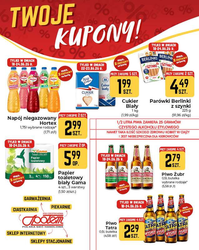 Społem Częstochowa - gazetka promocyjna Plakaty promocyjne od czwartku 18.06 do środy 24.06