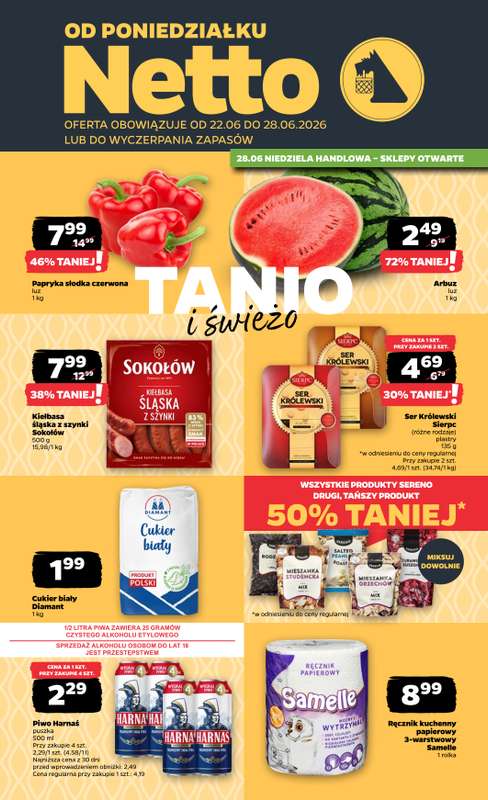 Netto - gazetka promocyjna Gazetka Spożywcza od poniedziałku 22.06 do niedzieli 28.06