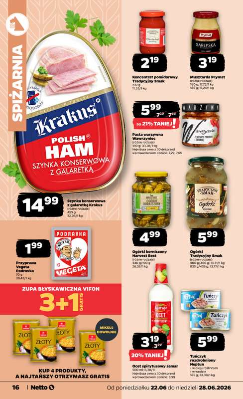 Netto - gazetka promocyjna Gazetka Spożywcza od poniedziałku 22.06 do niedzieli 28.06 - strona 16