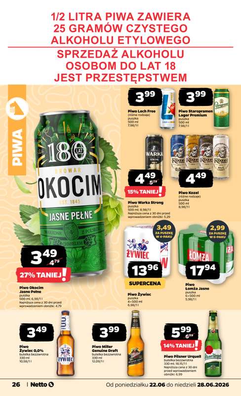 Netto - gazetka promocyjna Gazetka Spożywcza od poniedziałku 22.06 do niedzieli 28.06 - strona 26