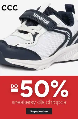 CCC - gazetka promocyjna Białe sneakersy dla chłopca do -50% taniej! od soboty 20.06 