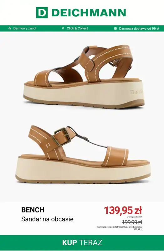 Deichmann - gazetka promocyjna Sandały na koturnie od niedzieli 21.06  - strona 10