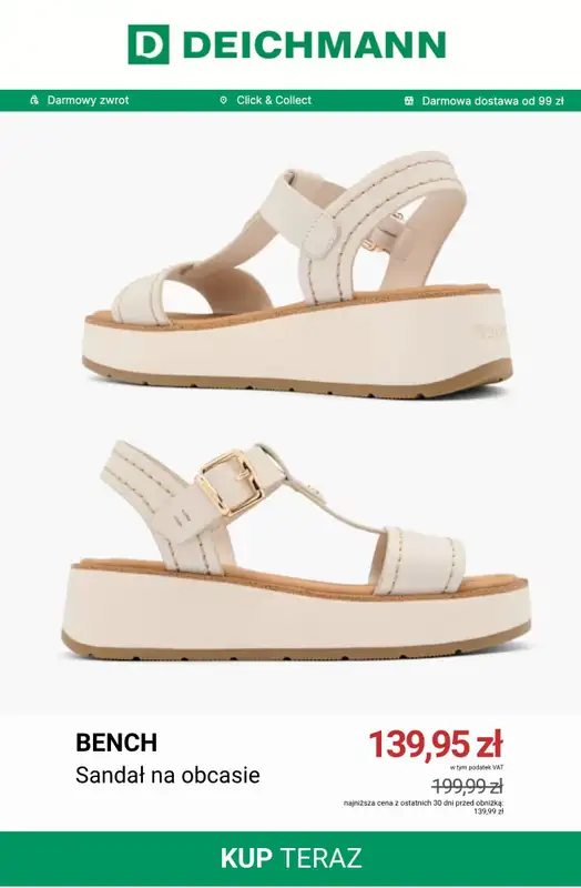 Deichmann - gazetka promocyjna Sandały na koturnie od niedzieli 21.06  - strona 9