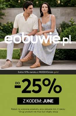 eobuwie.pl - gazetka promocyjna Do -25% na wybrane produkty przy zakupie 2 rzeczy od czwartku 18.06 do poniedziałku 22.06
