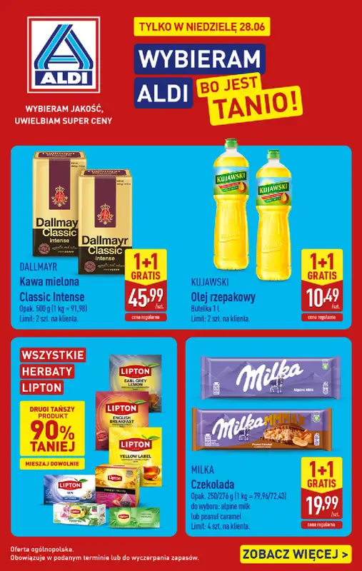 Aldi - gazetka promocyjna Najlepsze oferty na niedzielę w Aldi!  