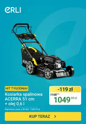 ERLI - gazetka promocyjna Hit tygodnia - Kosiarka spalinowa od poniedziałku 22.06 do niedzieli 28.06