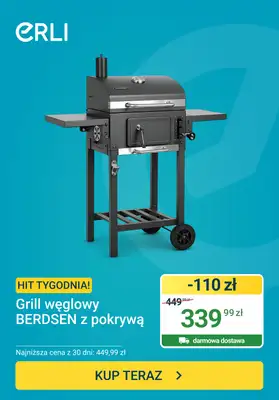 ERLI - gazetka promocyjna Hit tygodnia - Grill węglowy od poniedziałku 22.06 do niedzieli 28.06