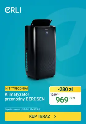 ERLI - gazetka promocyjna Hit tygodnia - Klimatyzator przenośny od poniedziałku 22.06 do niedzieli 28.06