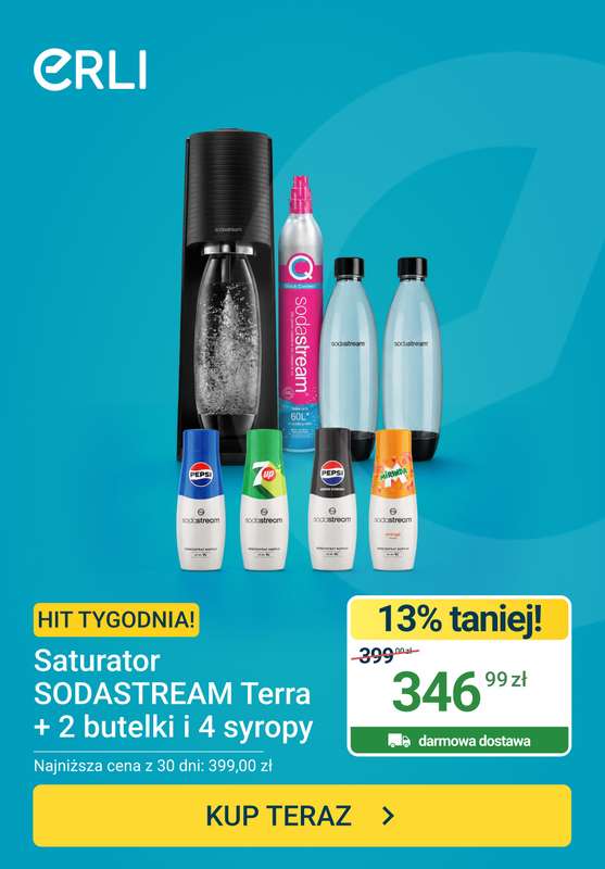 ERLI - gazetka promocyjna Hit tygodnia - Saturator Sodastream od środy 24.06 do niedzieli 28.06