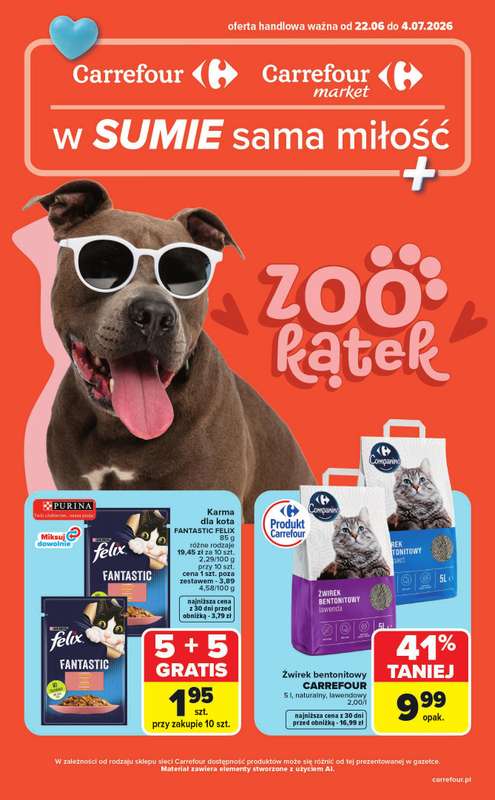 Carrefour - gazetka promocyjna Gazetka ZOOkątek od poniedziałku 22.06 do soboty 04.07