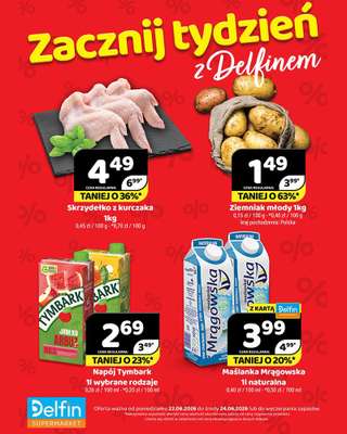 Delfin - gazetka promocyjna Zacznij tydzień z Delfinem od poniedziałku 22.06 do środy 24.06