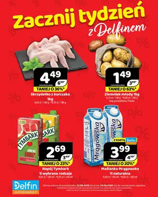 Delfin - gazetka promocyjna Zacznij tydzień z Delfinem od poniedziałku 22.06 do środy 24.06