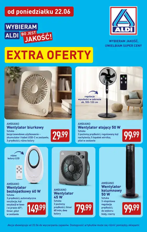Aldi - gazetka promocyjna Wentylatory w super cenach Aldi!  