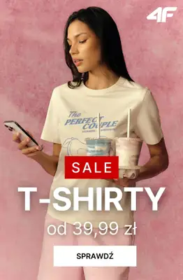 4F - gazetka promocyjna Damskie T-shirty od 39,99 zł od poniedziałku 22.06 