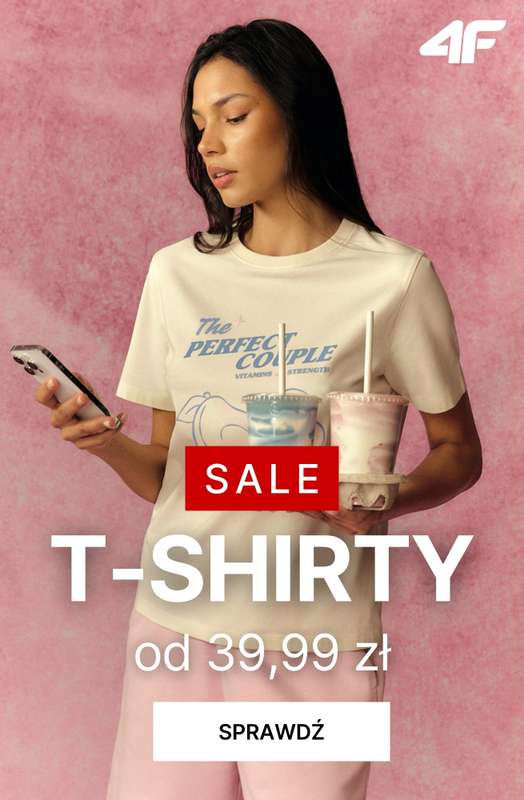 4F - gazetka promocyjna Damskie T-shirty od 39,99 zł od poniedziałku 22.06 