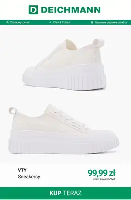 Deichmann - gazetka promocyjna Białe sneakersy damskie od poniedziałku 22.06  - strona 12