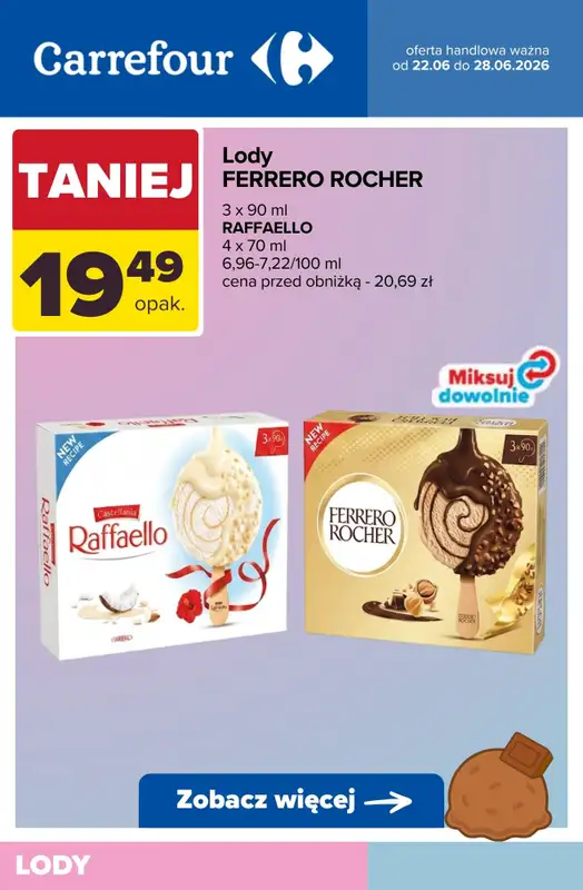 Carrefour - gazetka promocyjna LODY - sprawdź promocje! od wtorku 23.06 do niedzieli 28.06 - strona 5