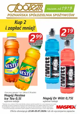 Społem - Blisko i Korzystnie - gazetka promocyjna Plakat promocyjny PSS Poznań od wtorku 23.06 do niedzieli 05.07