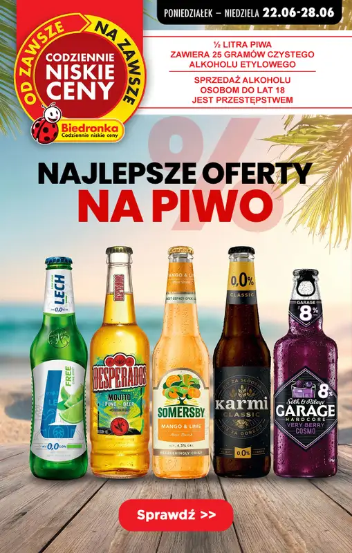 Biedronka - gazetka promocyjna Najlepsze oferty na PIWO!  