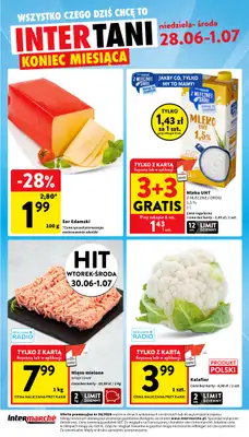 Intermarche - gazetka promocyjna Intertani start tygodnia od niedzieli 28.06 do środy 01.07