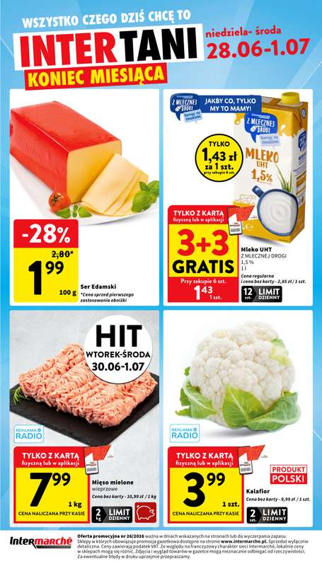 Intermarche - gazetka promocyjna Intertani start tygodnia od niedzieli 28.06 do środy 01.07